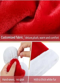 KONVINIT Convent Deluxe Santa Hat Christmas Plush Wide Santa Hat with Faux Fur Pom Pom Ball on Top for Adults  - Image 3