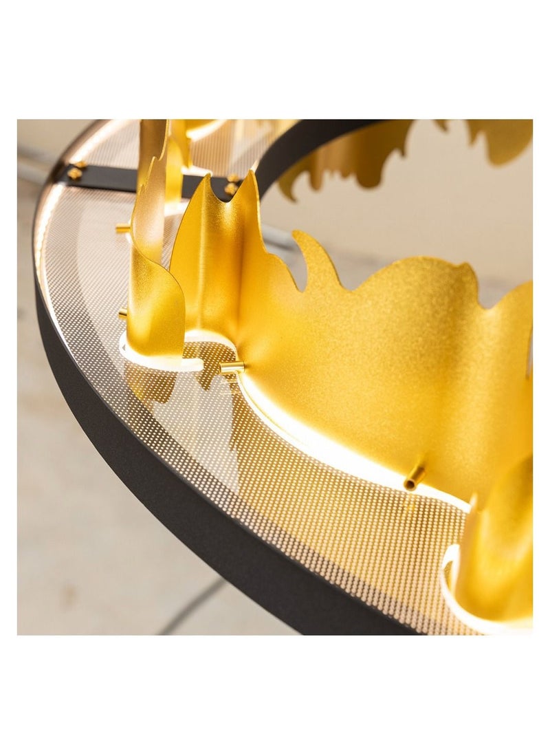 UCANDLE Modern golden chandelier from Yokandl, modern ceiling lighting with multiple degrees of illumination, golden metal sheets with a black circular frame, three degrees of lighting, suitable for large cou  - Image 5