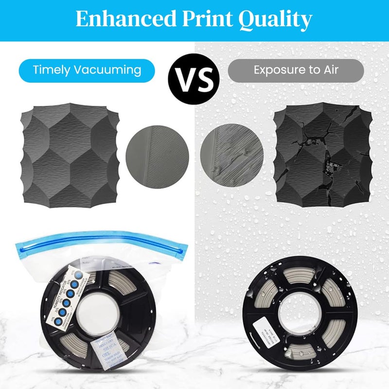 Serplex ® 3D Printer Filament Vacuum Storage Bags & Electric Air Pump with 10 Filament Vacuum Storage Bags,2 Sliding Sealing Clips Moisture Protection for 1Kg,300x340mm - Image 5