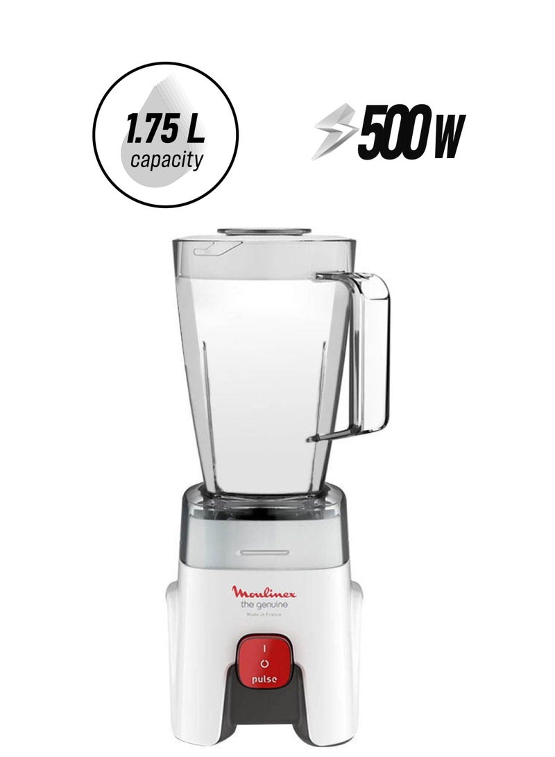 Moulinex Genuine Blender with grinder & grater, Plastic Jug, Made in France 1.75 L 500 W LM242B27 White/Clear - Image 1