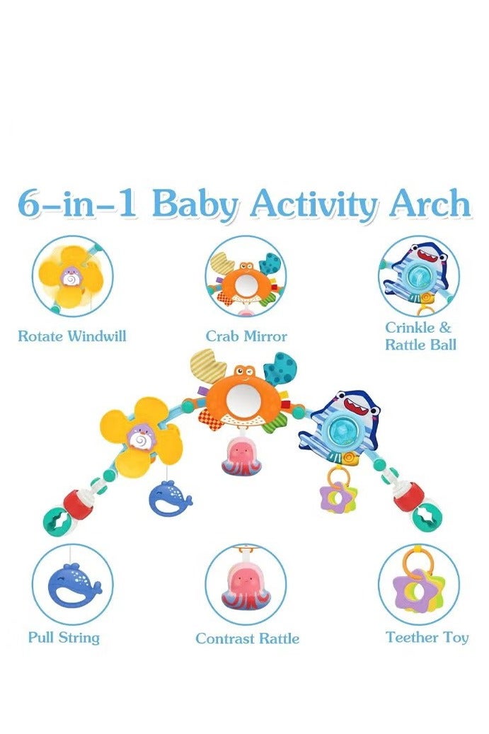 أخبار قوس ألعاب عربة الأطفال، عربة تعليمية للأطفال، ألعاب معلقة للأطفال من عمر 0-1 سنة، قوس أنشطة مع ألعاب رائعة تحفز حواس الطفل ومهاراته الحركية - Image 5