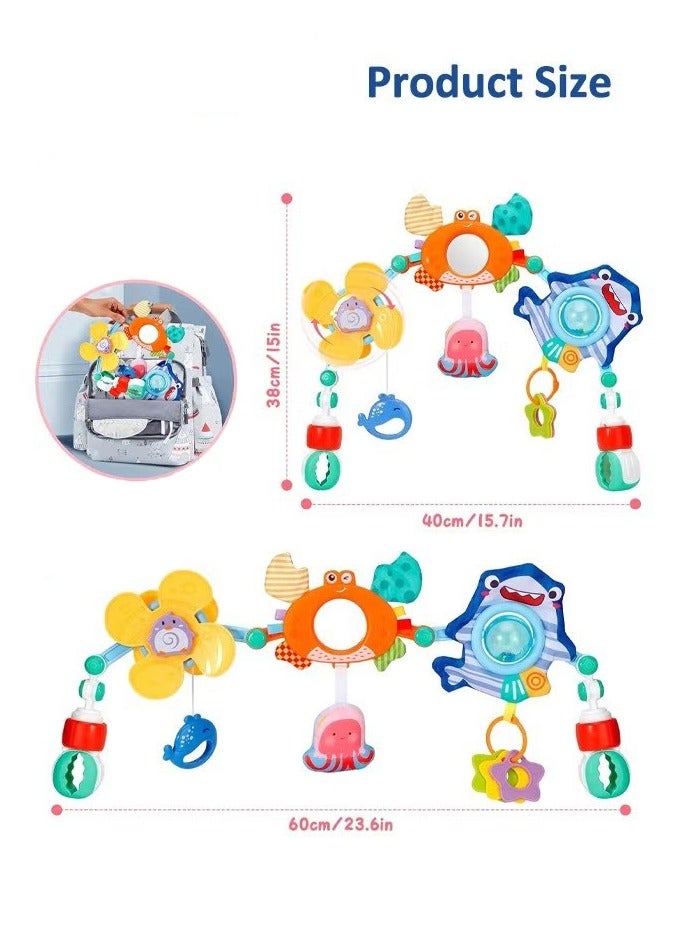 أخبار قوس ألعاب عربة الأطفال، عربة تعليمية للأطفال، ألعاب معلقة للأطفال من عمر 0-1 سنة، قوس أنشطة مع ألعاب رائعة تحفز حواس الطفل ومهاراته الحركية - Image 4