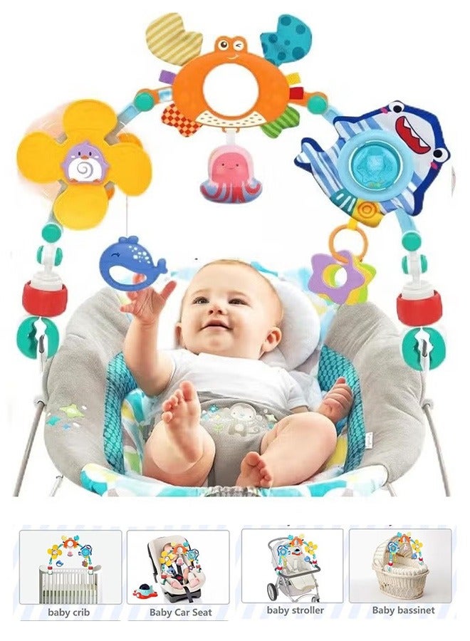 أخبار قوس ألعاب عربة الأطفال، عربة تعليمية للأطفال، ألعاب معلقة للأطفال من عمر 0-1 سنة، قوس أنشطة مع ألعاب رائعة تحفز حواس الطفل ومهاراته الحركية - Image 1