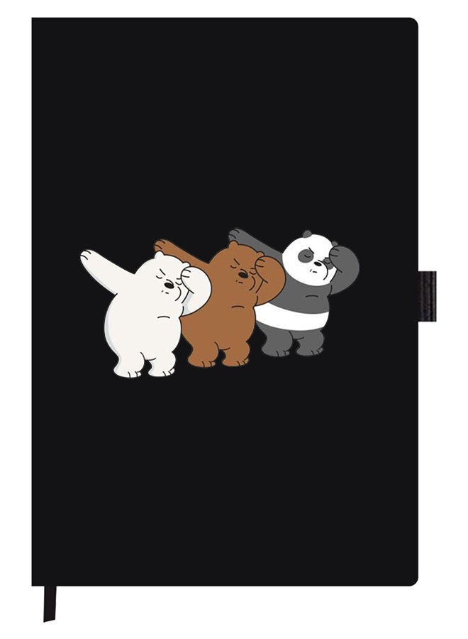 Theodor Designer A5 Thick Black Hardcover Notebook Panda Dance - Image 1