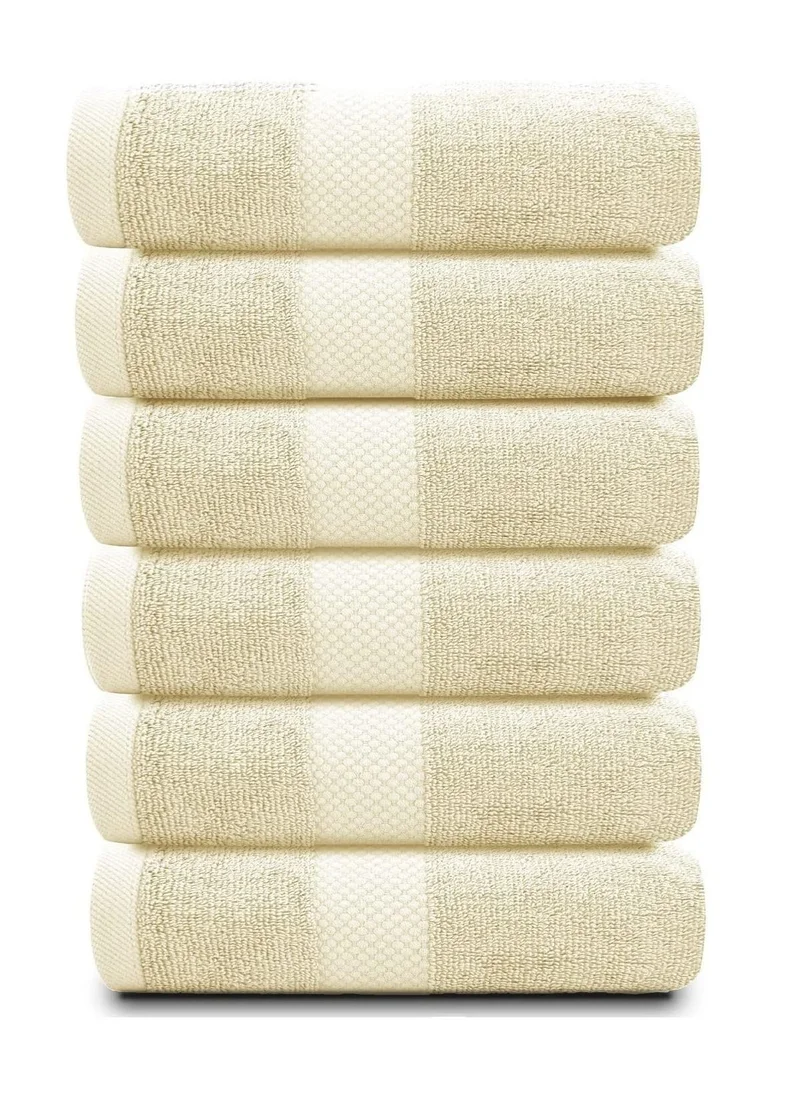 1Chase Luxury Hand Towels Cotton Hotel spa Bathroom Towel 16x30  Set Of 6 Beige