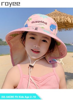 Royee Baby Sun Hat UPF 50+ Sun Hat Toddler Bucket Hat Summer Kids Beach Hats UV Protection for Girls - Pink  - Image 1