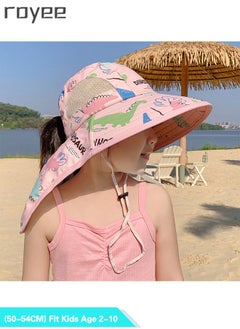 Royee Baby Sun Hat UPF 50+ Sun Hat Toddler Bucket Hat Summer Kids Beach Hats UV Protection for Girls - Pink  - Image 3