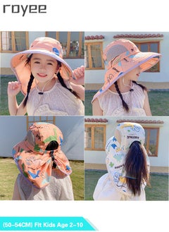 Royee Baby Sun Hat UPF 50+ Sun Hat Toddler Bucket Hat Summer Kids Beach Hats UV Protection for Girls - Pink  - Image 4