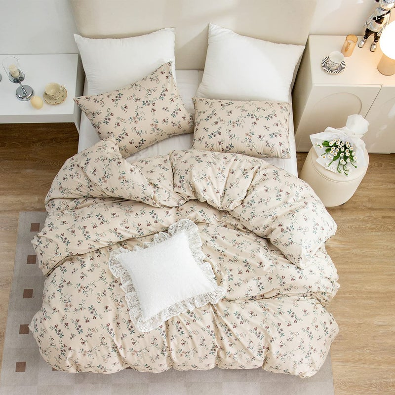 BUPIRD King Size Floral Duvet Cover, 100% Brushed Microfiber 3-Piece Bedding Set, Vintage Floral Garden Style with Zipper Closure - Image 3