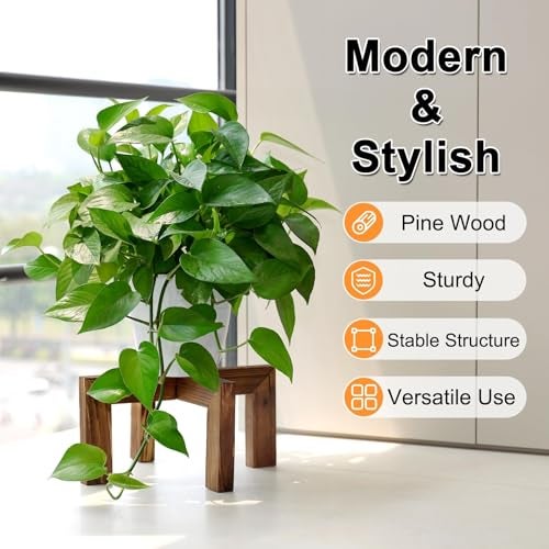 Vigordream Plant Stand IndoorOutdoor Wood Plant Holder Single Flower Pot Stand Sturdy Planter StandsWalnut Fit 512 Inch Pots - Image 3