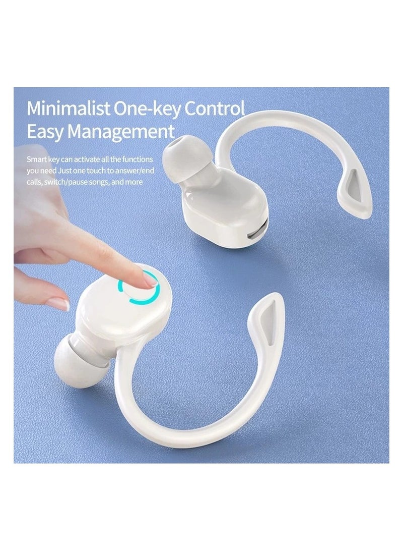 AROAQ Earbuds Bluetooth Wireless Headphones Bluetooth 5.0 Earphones with Mic Single in-Ear Sports Waterproof TWS Earbuds Bluetooth Handsfree Headset (White) - Image 3