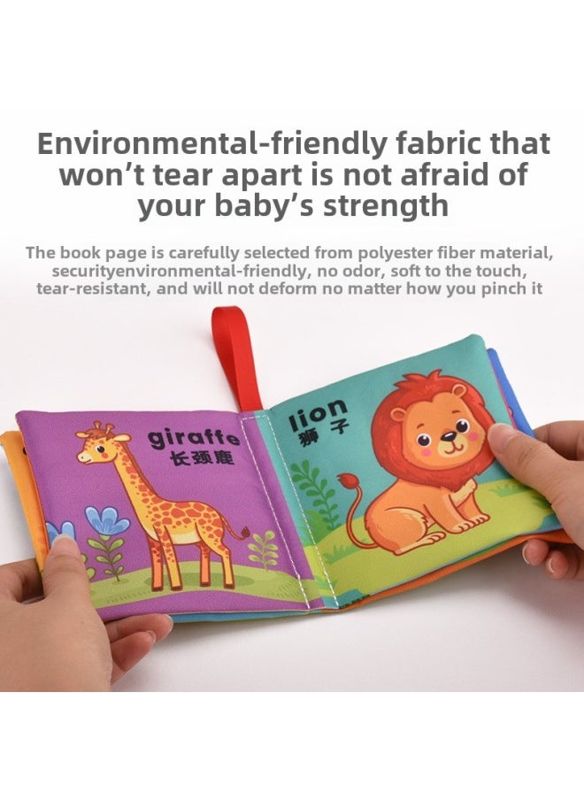 Montessori 6-month-old Baby Can't Tear Apart Early Teaching Baby Fun Paper Encyclopedia 4 Pages 8 Small Cloth Book-Color:Animal Cognition  - Image 2