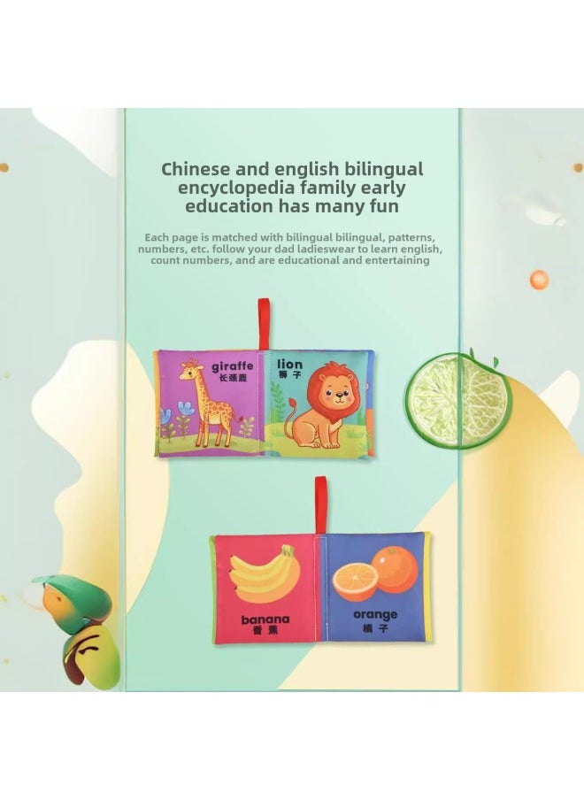 Montessori 6-month-old Baby Can't Tear Apart Early Teaching Baby Fun Paper Encyclopedia 4 Pages 8 Small Cloth Book-Color:Animal Cognition  - Image 5
