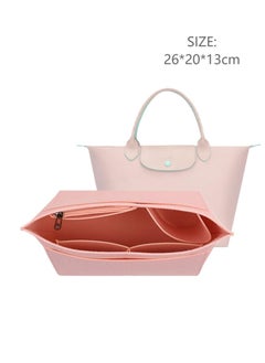 Generic Multi Pocket Felt Handbag Organizer, Folding Tote Bag organizer insert, Felt Organizer Insert Handbags Base Shaper, for Insert Wallet Organizer PINK Size 26*20*13cm  - Image 1