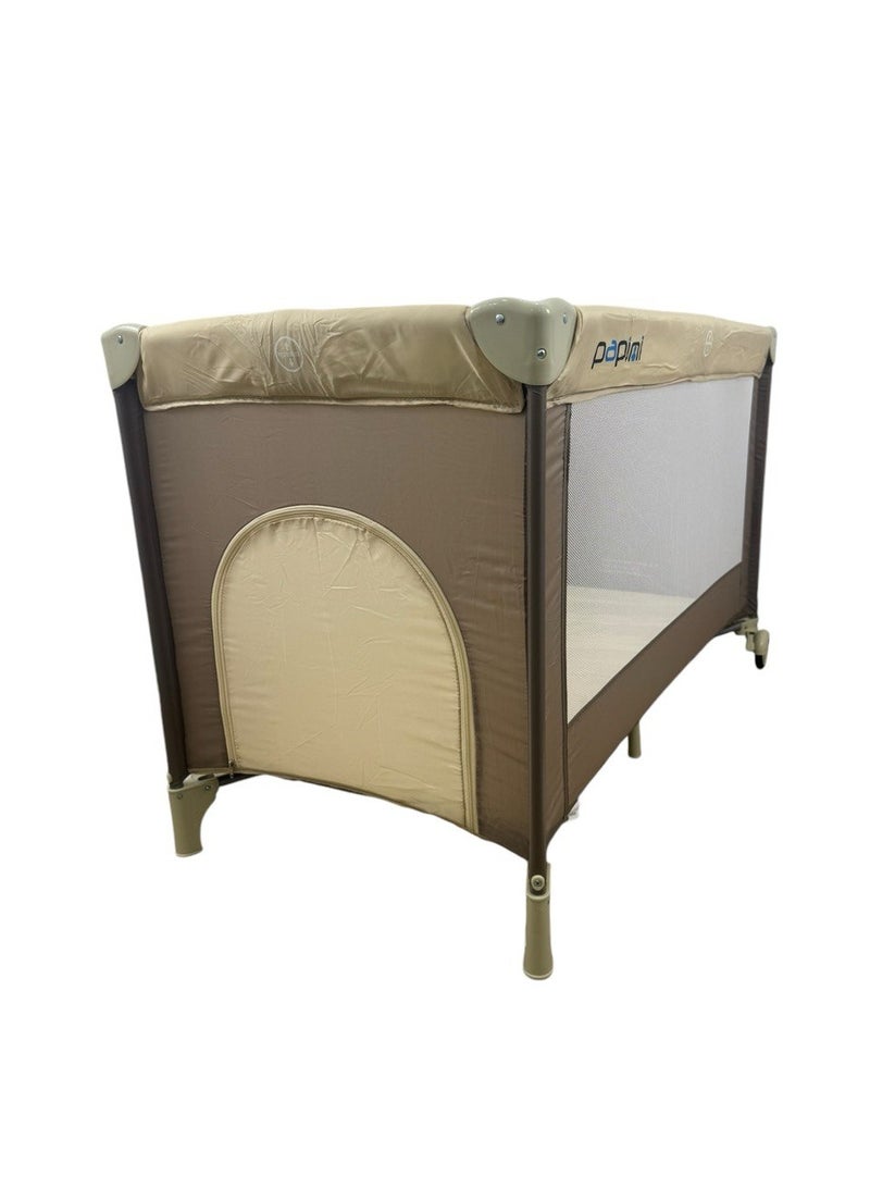 Papimo Portable Baby Bed 120*60*75cm, Multifunctional Foldable Travel Bed, Adjustable Travel Baby Bed for Infants - Beige - Image 3
