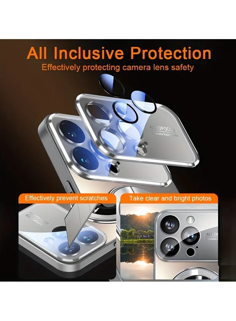 Loquat New Titanium Metallic Color Luxury Matte Phone Case for Iphone 15 Pro  Magnetic Wireless Charging Case Shockproof Glass Camera Lens Protection Cover iPhone 15  Pro Case, Protective Case Cover For  i - Image 4
