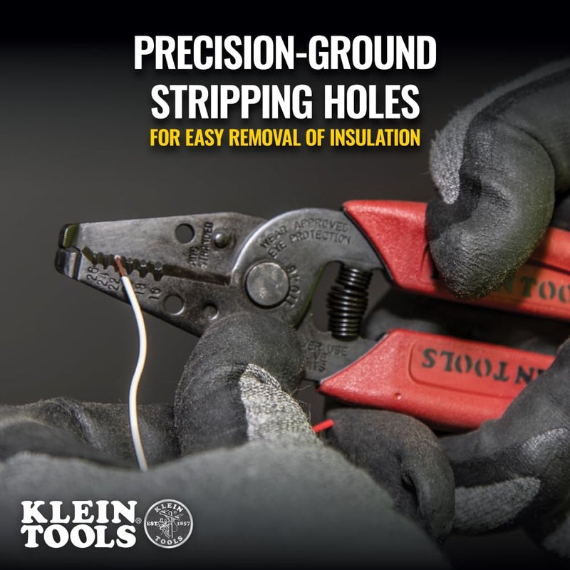 Klein Tools 11049 Wire Stripper / Cutter, Made in USA, Compact, Lightweight, Hardened Steel, Precision Ground, for Stranded Wires - Image 4