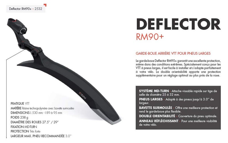 Zefal Unisex's Deflector RM90+ Mudguard, Black, 27.5" / 29" - Image 2
