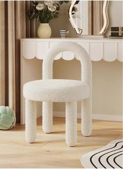 LEDIN Makeup Chair for Vanity Modern Vanity Chairs for Makeup Made of Metal+lambswool, Vanity Stool with Back for Dressing Room, Makeup Room (White)  - Image 5
