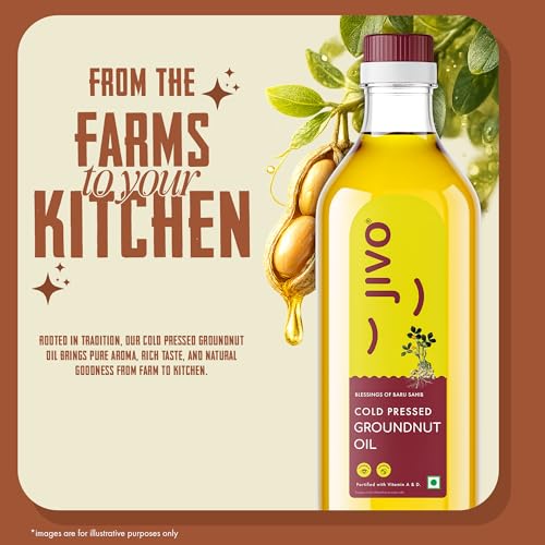 Jivo Groundnut Oil 1 Litre | Cold Pressed, Unrefined Peanut Oil for Cooking | Vitamin A & D Fortified, Chemical-Free Ground Nut Oil 1L - Image 2
