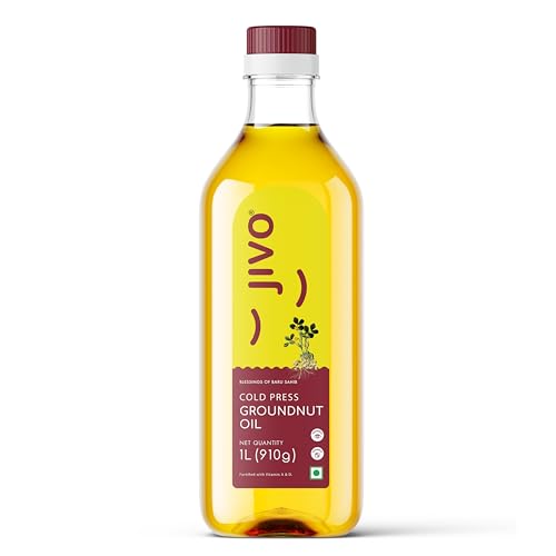 Jivo Groundnut Oil 1 Litre | Cold Pressed, Unrefined Peanut Oil for Cooking | Vitamin A & D Fortified, Chemical-Free Ground Nut Oil 1L - Image 1