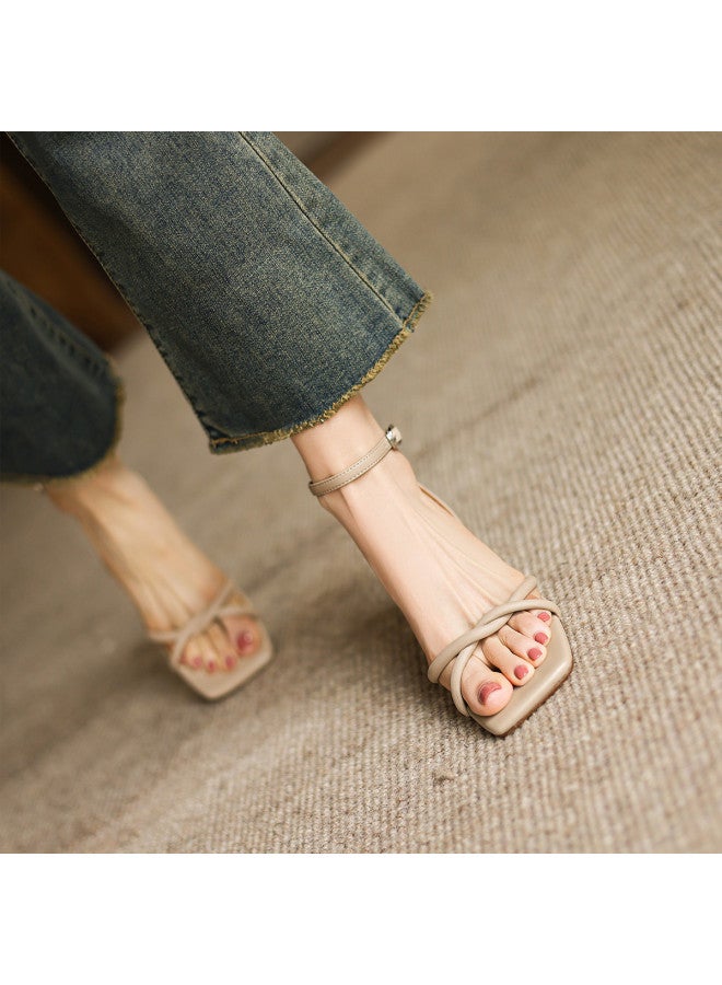 AME Minimalist Single Strap Sandals 2025 New Versatile Open-toe Sandals Elegant And Refreshing Chunky Heel Sandals For Women - Image 4