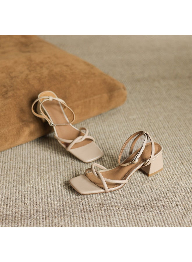 AME Minimalist Single Strap Sandals 2025 New Versatile Open-toe Sandals Elegant And Refreshing Chunky Heel Sandals For Women - Image 5