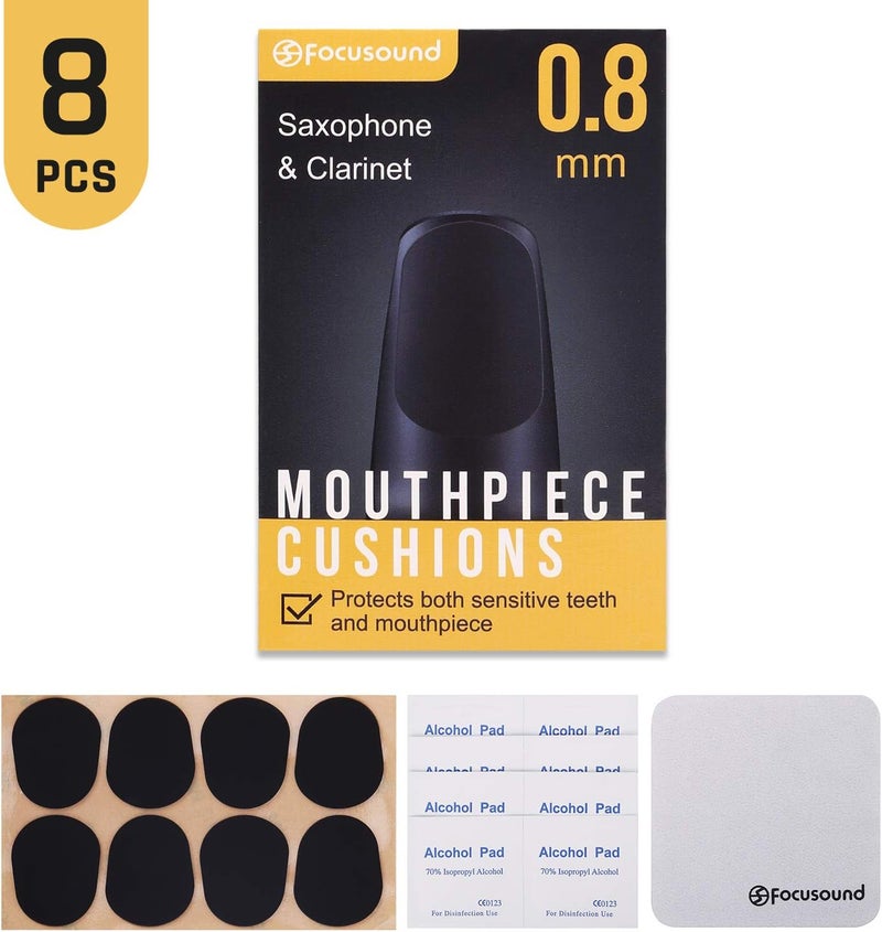 Focusound Saxophone & Clarinet Mouthpiece Cushions, Thick, 0.8mm Black, 8-Pack… - Image 2