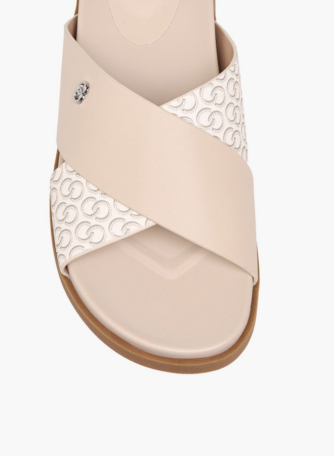 سيليست صنادل نسائية بشريط متقاطع وطبعة شعار - Image 4