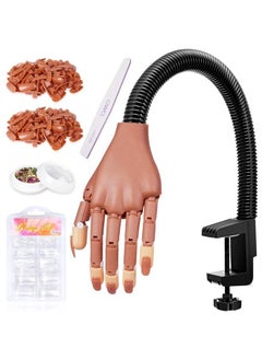 Nail Practice Hand for Acrylic Nails - HoMove Flexible Movable Nail Training Mannequin Hand Fake Hands to Practice Nail - Best DIY Manicure Starter Kit with 300 PCS False Nail Tips & File