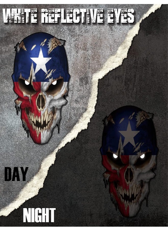 Decals by Haley Texas State Flag Star Skull Decal with Reflective Eyes– Premium Skull Stickers for Trucks and Cars - Peel and Stick Safe for Vehicle Paint Vinyl for Motorcycle rv Boat Graphic - Image 2