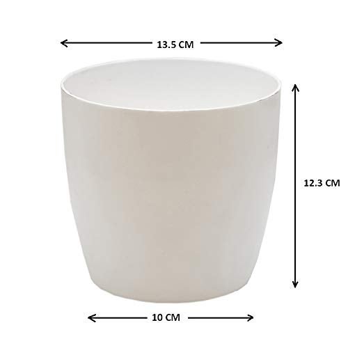 garbnoire Gardening Flower Pots - 5 Inch Plastic Flower Pots | Modern Decorative Indoor Outdoor Planters/Pots - Pack of (5, White) - Image 4