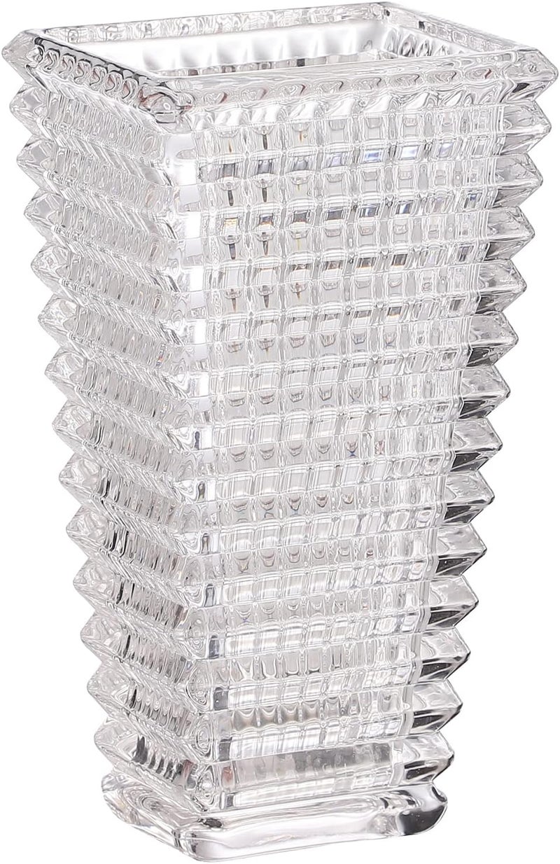 mcmcncuiu Crystal Vase, Large Crystal Vase for Flowers, Clear Glass Vase, Large Flower Vase, Modern Vase for Living Room, Bedroom, Kitchen, Dining Table, Mantle, Wedding, 9 Inches - Image 1