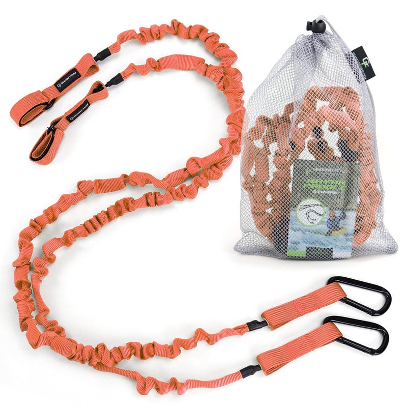Gradient Fitness 2 Pack Kayak Paddle Leash, 5-8 Feet Stretchable Strap With Carabiner Secure Leash Lanyard Rope For Sup, Kayak, Canoe, Fishing Pole Rod - Image 1