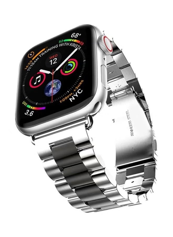 Ocean - Metal Strap Compatible with Apple Watch Strap 45mm 44mm 42mm, Stainless Steel Slim Replacement Band, Compatible with Apple Watch SE Series 9/8/7/6/5/4 SE/iWatch Strap, Silver/Black - Image 1