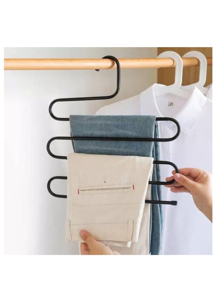 Multi-Layer S-Shape Pants Hanger Closet Organizer Space Saving Stainless Steel Pants Hanger for Ties, Scarves, Jeans, Towels and Clothes ( 3 pieces)  - Image 1