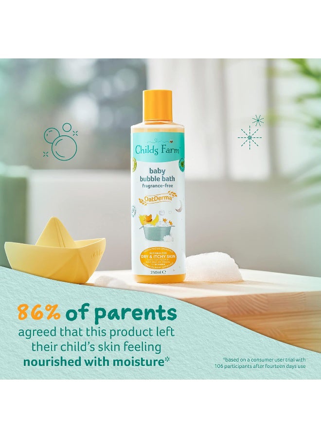 Childs Farm حمام فقاعات أوتدرما للأطفال 250 مل خالي من العطور مهدئ مع فوائد الشوفان مناسب للمواليد الجدد ذوي البشرة الجافة والحساسة والمصابة بالإكزيما - Image 4