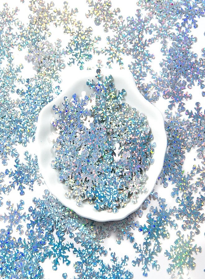 Giftmeet Silver Snowflake Decorations, 2080 Pcs, 0.9 Inch Plastic Shinny Glitter Christmas Snowflake Ornaments for Multiple Occasions - Image 1