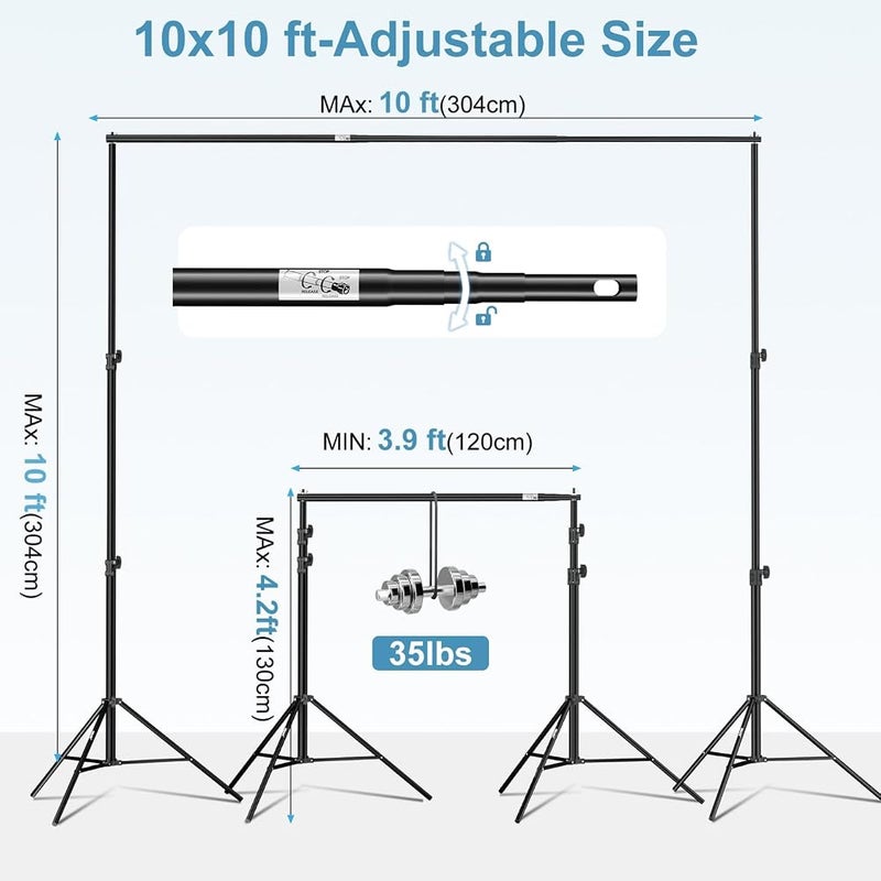 EMART Heavy Duty Backdrop Stand, 10x10ft Background Stand for Photography - Image 4