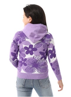 Andora Girls Self Patterned Sweatshirt With A Pin-on Toy _Purple  - Image 3