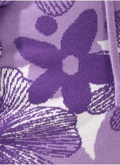 Andora Girls Self Patterned Sweatshirt With A Pin-on Toy _Purple  - Image 5