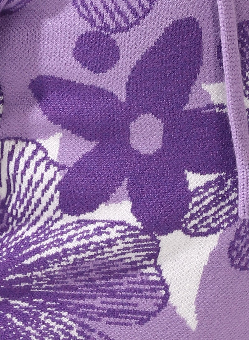 Andora Girls Self Patterned Sweatshirt With A Pin-on Toy _Purple - Image 5