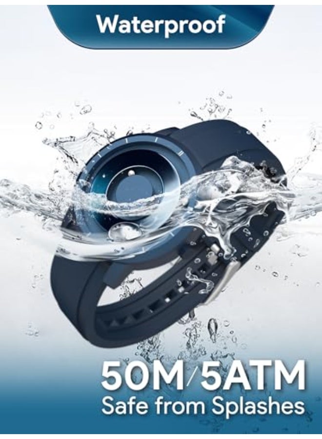 يوتور {"en":"EUTOUR Magnetic Watches for Men 5ATM 40MM Specular Dial Quartz Magnet Watches with Ball Bearings and Silicone Watch Bands Idea for Men Unique Men's Wrist Analog Watch Blue - Image 5