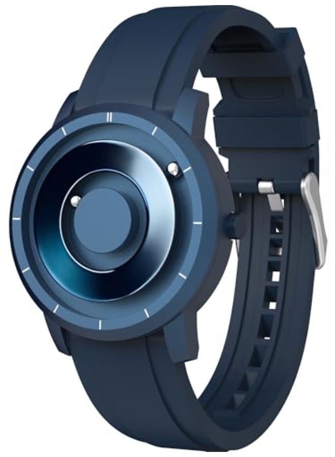يوتور {"en":"EUTOUR Magnetic Watches for Men 5ATM 40MM Specular Dial Quartz Magnet Watches with Ball Bearings and Silicone Watch Bands Idea for Men Unique Men's Wrist Analog Watch Blue - Image 1