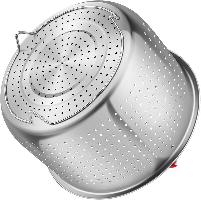 Red Ant Mesh Strainer and Vegetable Steamer Basket for Pot, Instant Pot Accessories 8Qt, Stainless Steel Veggie Steamer for Cooking Broccoli, Eggs, Pasta, Quinoa - With 2 Silicone Gloves, 8 Quart - Image 4