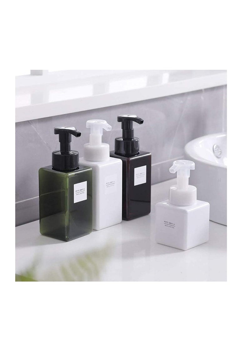 Foaming Soap Dispenser, 450ml (15oz) Refillable Pump Bottle Plastic for Liquid Soap, Shampoo, Body Wash (2 Pcs) (Green 450ML)