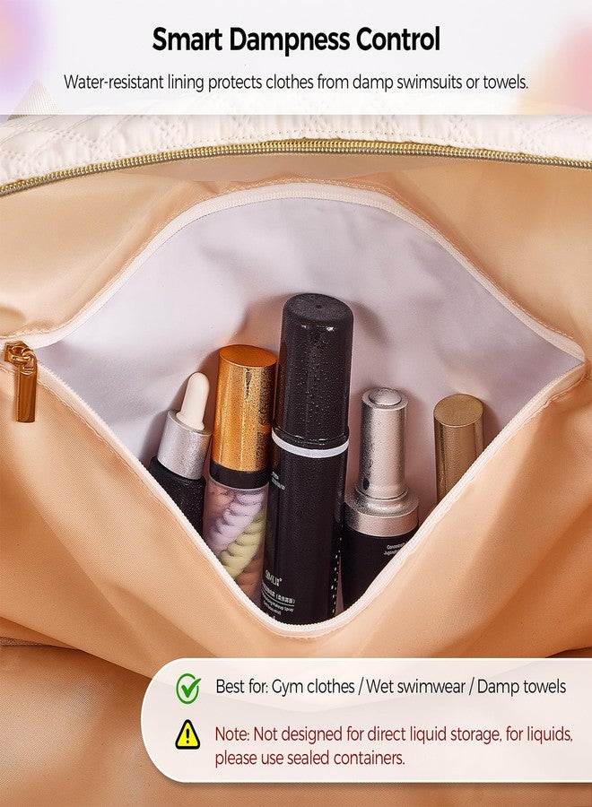 Gloppie Weekender Bags for Women with Shoe Compartment, 39L Large Travel Duffel Bag, Carry On Overnight Gym Bags with Wet Pocket, Hospital Bag for Women Labor Delivery, 2 Pcs Set, Beige - Image 5