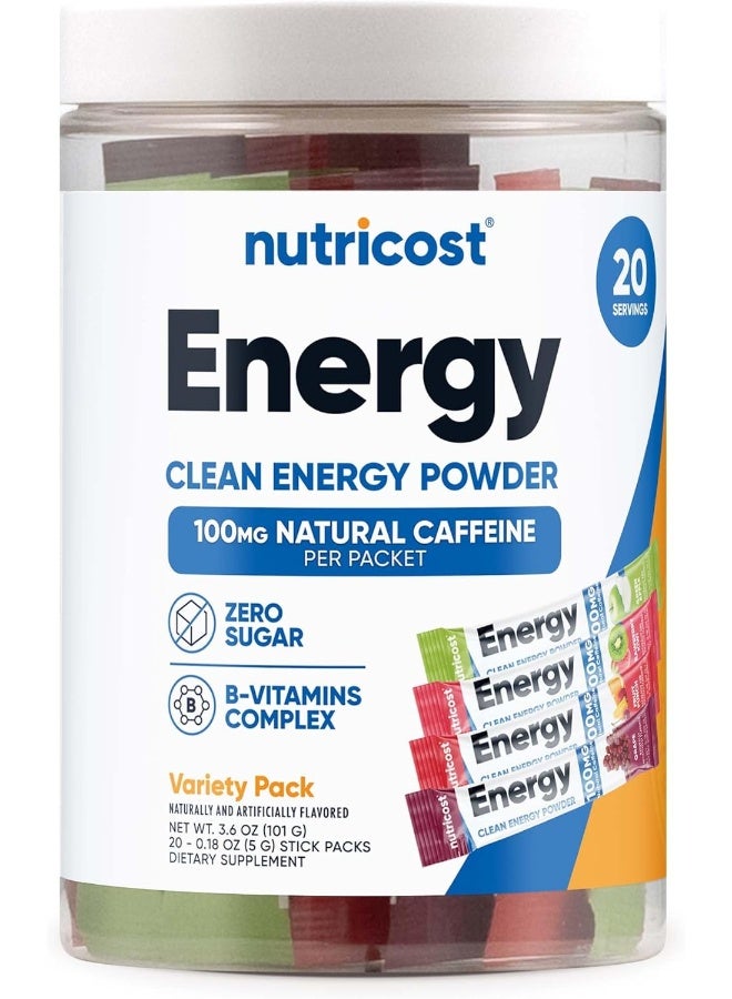 Nutricost Energy Complex Stickpacks (20 Servings) Flavor Variety Pack - Gluten-Free + Non-GMO - Image 1
