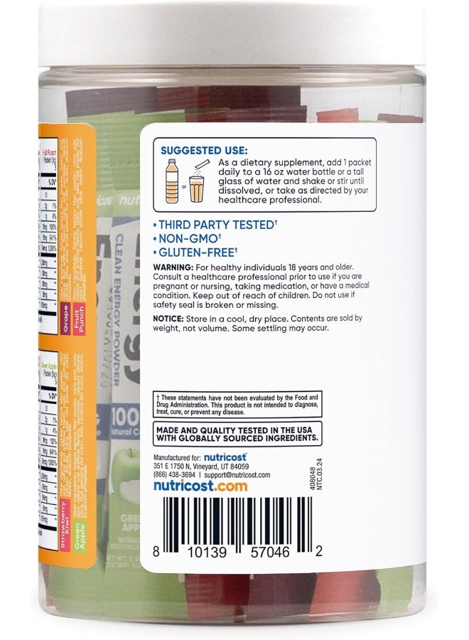 Nutricost Energy Complex Stickpacks (20 Servings) Flavor Variety Pack - Gluten-Free + Non-GMO - Image 3