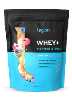 Whey+ Whey Protein Powder, Fruity Cereal Flavor, Naturally Sweetened and Flavored, Grass-fed whey isolate, No Added Sugars, 21 grams Per Serving, 990g ( 2.18 Lbs ), 30 Servings - Dietary Supplement